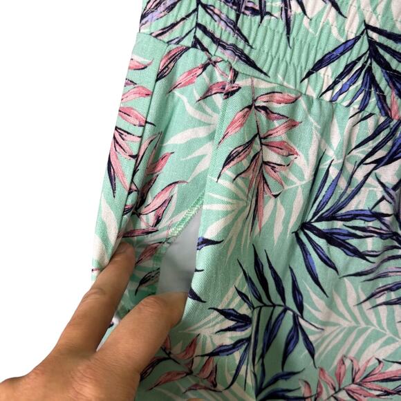 Tropical Crop‎ Pants Womens Size Medium Linen Blend Green Palm Land n Sea - Picture 7 of 9